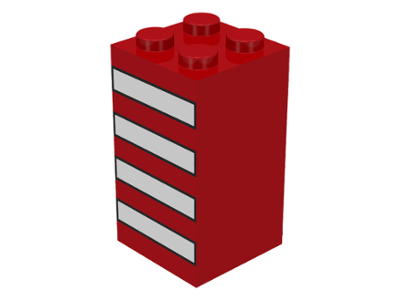 Brick 2 x 2 x 3 with White Stripes Black Outlined Pattern