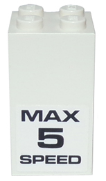 Brick 2 x 2 x 3 with 'MAX 5 SPEED' Pattern on Opposite Sides (Stickers) - Set 8147