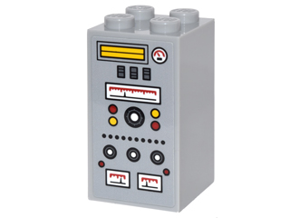 Brick 2 x 2 x 3 with Buttons and Gauges Pattern (Sticker) - Set 76052