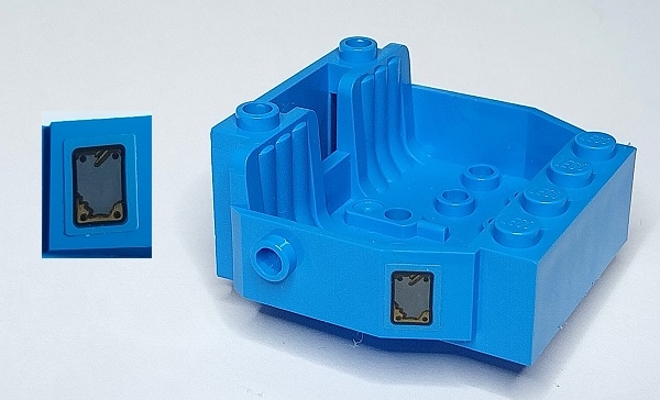 Vehicle, Base 6 x 5 x 2 with 2 Seats with Dark Bluish Gray Panels with Dark Tan Rust and Black Rivets Pattern on Both Sides (Stickers) - Set 70422