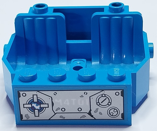 Vehicle, Base 6 x 5 x 2 with 2 Seats with Silver Metal Plates with Light, Controls, Rivets and White 'M4T01' Pattern (Sticker) - Set 70436