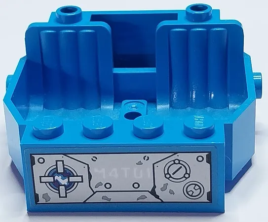 Vehicle, Base 6 x 5 x 2 with 2 Seats with Silver Metal Plates with Light, Controls, Rivets and White 'M4T01' Pattern (Sticker) - Set 70436