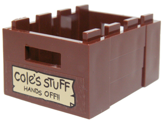 Container, Crate 3 x 4 x 1 2/3 with Handholds with 'cole's STUFF HANDS OFF!!' Pattern (Sticker) - Set 70751