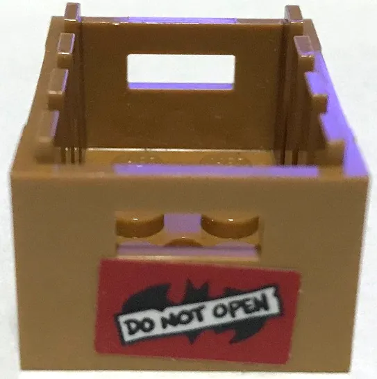Container, Crate 3 x 4 x 1 2/3 with Handholds with Batman Logo and Black 'DO NOT OPEN' on Red Background Pattern (Sticker) - Set 70922