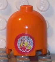 Brick, Round 2 x 2 x 1 2/3 Dome Top with Round Flame Pattern (Sticker) - Sets 3143 / 3148