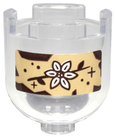 Brick, Round 2 x 2 x 1 2/3 Dome Top with Reddish Brown and Tan Label and White Flower Pattern (Sticker) - Set 76431