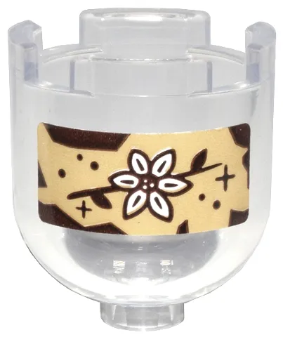 Brick, Round 2 x 2 x 1 2/3 Dome Top with Reddish Brown and Tan Label and White Flower Pattern (Sticker) - Set 76431