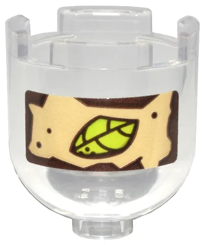 Brick, Round 2 x 2 x 1 2/3 Dome Top with Reddish Brown and Tan Label and Lime Leaf Pattern (Sticker) - Set 76431