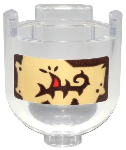 Brick, Round 2 x 2 x 1 2/3 Dome Top with Reddish Brown and Tan Label and Vine with Red Thorn Pattern (Sticker) - Set 76431