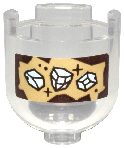 Brick, Round 2 x 2 x 1 2/3 Dome Top with Reddish Brown and Tan Label and White Rock Crystals Pattern (Sticker) - Set 76431