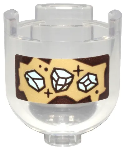 Brick, Round 2 x 2 x 1 2/3 Dome Top with Reddish Brown and Tan Label and White Rock Crystals Pattern (Sticker) - Set 76431