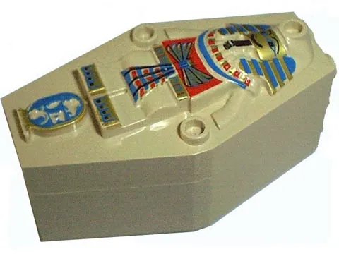Container, Coffin with Tan Mummy Relief Colorful Pattern Lid (Sarcophagus)