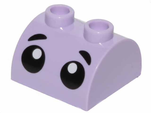 Slope, Curved 2 x 2 Double with 2 Hollow Studs with Black Eyes and Eyebrows Pattern