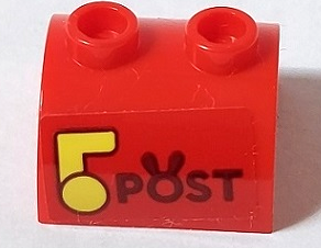 Slope, Curved 2 x 2 Double with 2 Hollow Studs with 'POST' and Bright Light Yellow Mailbox Flag Pattern (Sticker) - Set 40449