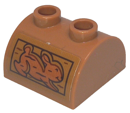 Slope, Curved 2 x 2 Double with 2 Hollow Studs with Wood Grain and Rabbit Pattern (Sticker) - Set 43242