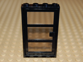Door, Frame 1 x 4 x 6 with 4 Holes on Top and Bottom with Black Door with 3 Panes and Square Handle with Fixed Trans-Brown Glass (30179 / x39c02)