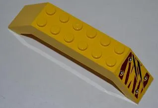 Slope 45 10 x 2 x 2 Double with 4 Rivets and 2 Claw Scratch Marks on Dark Red Tiger Stripes Pattern Model Front Left Side (Sticker) - Set 5885