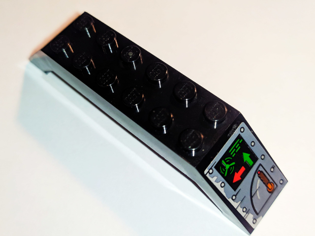 Slope 45 10 x 2 x 2 Double with Green and Red Arrows and Lever Pattern on Both Sides (Stickers) - Set 70605