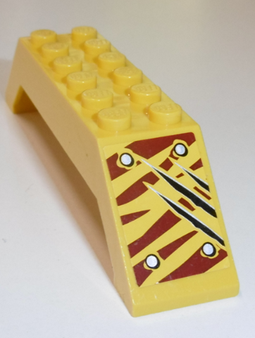 Slope 45 10 x 2 x 2 Double with 4 Rivets and 3 Claw Scratch Marks on Dark Red Tiger Stripes Pattern Model Right Side Back (Sticker) - Set 5885