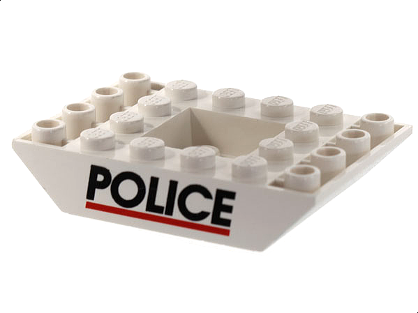 Slope, Inverted 45 6 x 4 Double with Recessed Center with Black 'POLICE' and Red Line Pattern