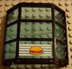 Window Bay 3 x 8 x 6 with Fixed Trans-Light Blue Glass with Hamburger on White Stripes Pattern