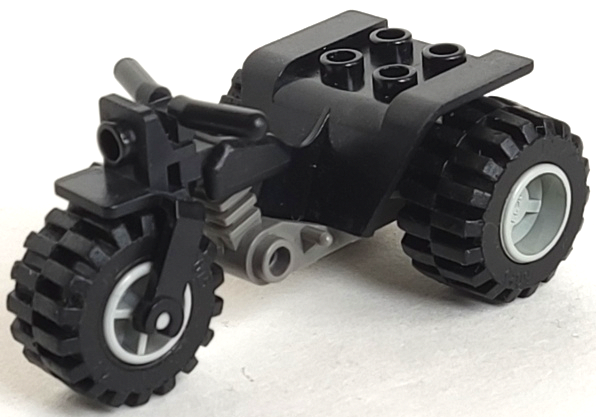 Tricycle with Dark Gray Chassis and Light Gray Wheels - Notched Holes on Rear Wheels