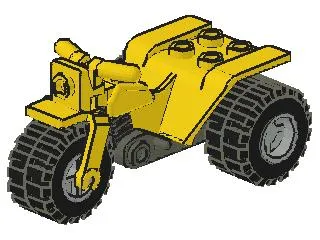 Tricycle with Dark Gray Chassis and Light Gray Wheels - Notched Holes on Rear Wheels