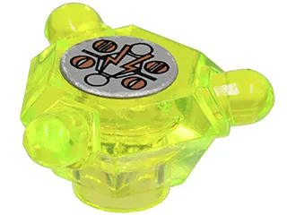 Rock 2 x 2 Crystal 3 Point with Insectoids Copper Lightning Bolts and Circles on Silver Background Pattern (Sticker) - Sets 2964 / 2965 / 5316 / 6817 / 6837 / 6903 / 6905 / 6907 / 6909 / 6919 / 6969 / 6977