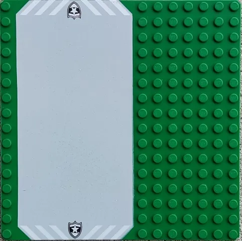 Baseplate, Road 16 x 16 with Light Gray Driveway, White Danger Stripes, and Police Star Badge Pattern