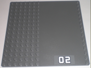 Baseplate, Road 16 x 16 with White '02' on Edge Pattern (Sticker) - Set 7208