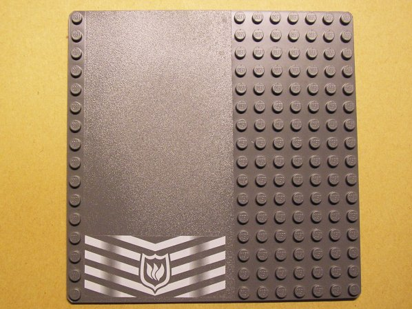 Baseplate, Road 16 x 16 with White Danger Chevrons and Fire Logo Pattern (Sticker) - Set 7240