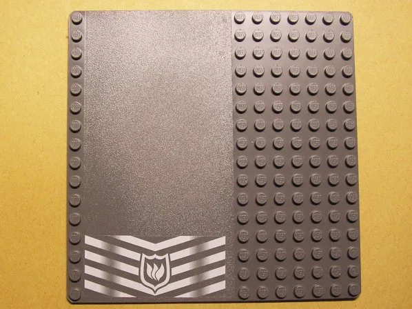 Baseplate, Road 16 x 16 with White Danger Chevrons and Fire Logo Pattern (Sticker) - Set 7240