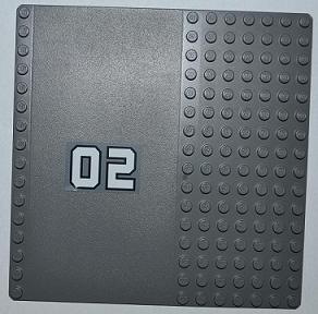 Baseplate, Road 16 x 16 with White '02' in Middle Pattern (Sticker) - Set 7945