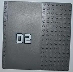 Baseplate, Road 16 x 16 with White '02' in Middle Pattern (Sticker) - Set 7945