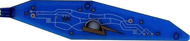 Wing Insectoid Large with Arm Hinge and Circuitry Pattern Right (Print on Top, Tip on Right, Logo at Back Edge)