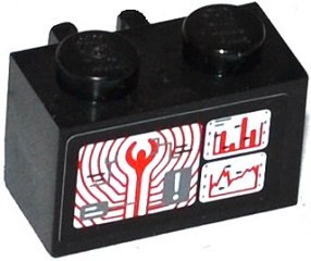 Brick, Modified 1 x 2 with Open O Clip Vertical with Graphs, Staff and Exclamation Mark on Screens Pattern (Sticker) - Set 76041