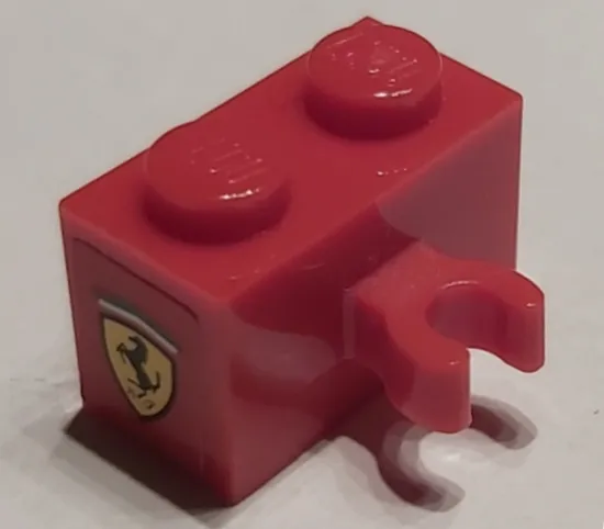 Brick, Modified 1 x 2 with Open O Clip Vertical with Ferrari Logo Pattern (Sticker) - Set 75913