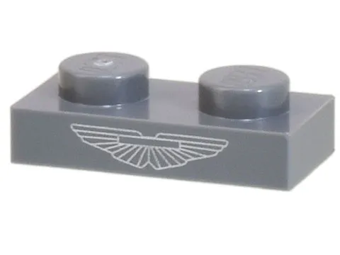 Plate 1 x 2 with Silver Aston Martin Logo Pattern