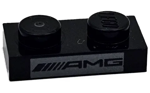 Plate 1 x 2 with AMG Logo on Silver Background Pattern