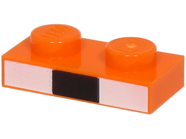 Plate 1 x 2 with White and Black Rectangles Pattern (Minecraft Baby Fox Nose)