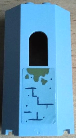 Panel 3 x 4 x 6 with Window with Bricks, Dark Bluish Gray Mortar and Olive Green Moss Pattern 1 (Sticker) - Set 70435