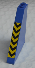 Slope 55 6 x 1 x 5 without Bottom Stud Holders with Yellow and Black Danger Stripes Pattern (Sticker) - Set 6575