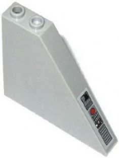 Slope 55 6 x 1 x 5 without Bottom Stud Holders with Broken Screen, Red Circle, Buttons and Grille Pattern Model Right Side (Sticker) - Set 75019