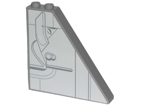 Slope 55 6 x 1 x 5 without Bottom Stud Holders with SW Cloud City Gray Lines and Panels Wall Ornament Pattern (Sticker) - Set 75222