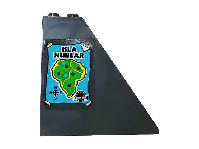 Slope 55 6 x 1 x 5 without Bottom Stud Holders with Map, 'ISLA NUBLAR', Jurassic Park Logo and Compass Pattern (Sticker) - Set 75932