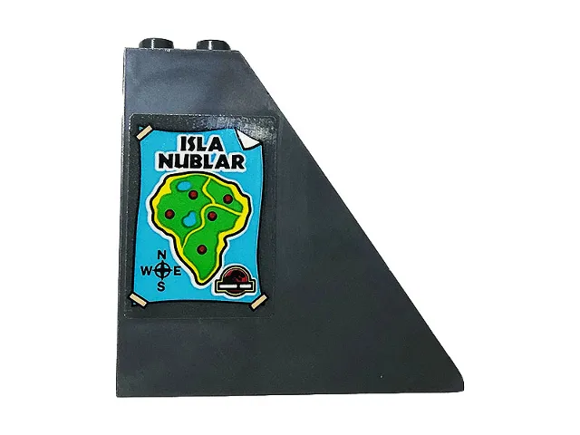 Slope 55 6 x 1 x 5 without Bottom Stud Holders with Map, 'ISLA NUBLAR', Jurassic Park Logo and Compass Pattern (Sticker) - Set 75932