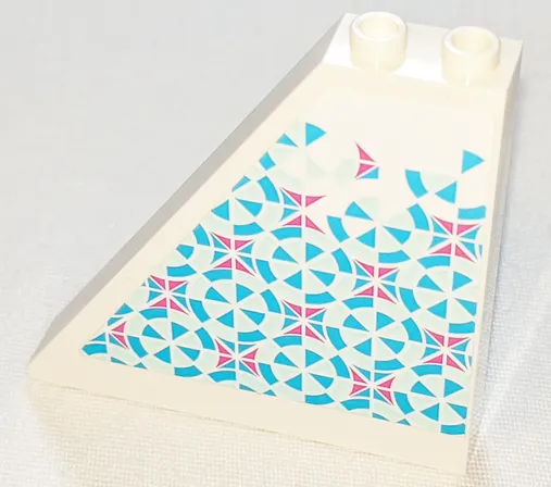 Slope 55 6 x 1 x 5 without Bottom Stud Holders with Dark Pink, Light Aqua and Medium Azure Mosaic Tiles Pattern Model Left Side (Sticker) - Set 41347