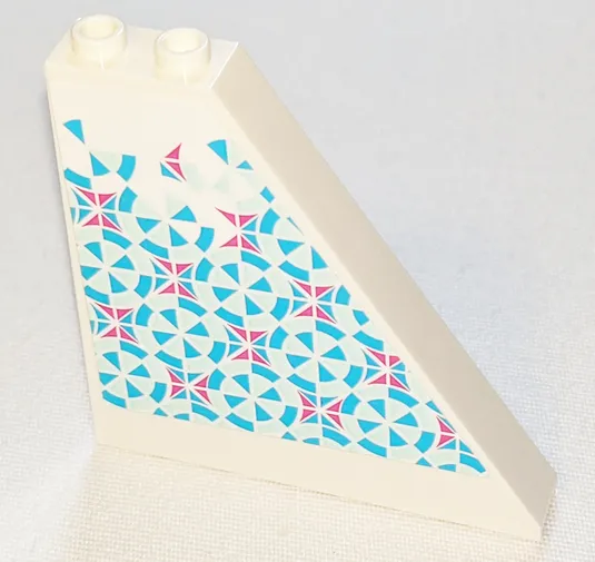 Slope 55 6 x 1 x 5 without Bottom Stud Holders with Dark Pink, Light Aqua and Medium Azure Mosaic Tiles Pattern Model Right Side (Sticker) - Set 41347