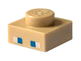 Plate 1 x 1 with 2 Blue and 2 White Squares Pattern (Minecraft Steve Eyes)