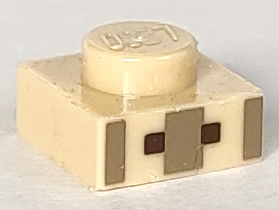 Plate 1 x 1 with 3 Dark Tan Rectangles and 2 Reddish Brown Squares Pattern (Minecraft Villager Mouth and Nose)